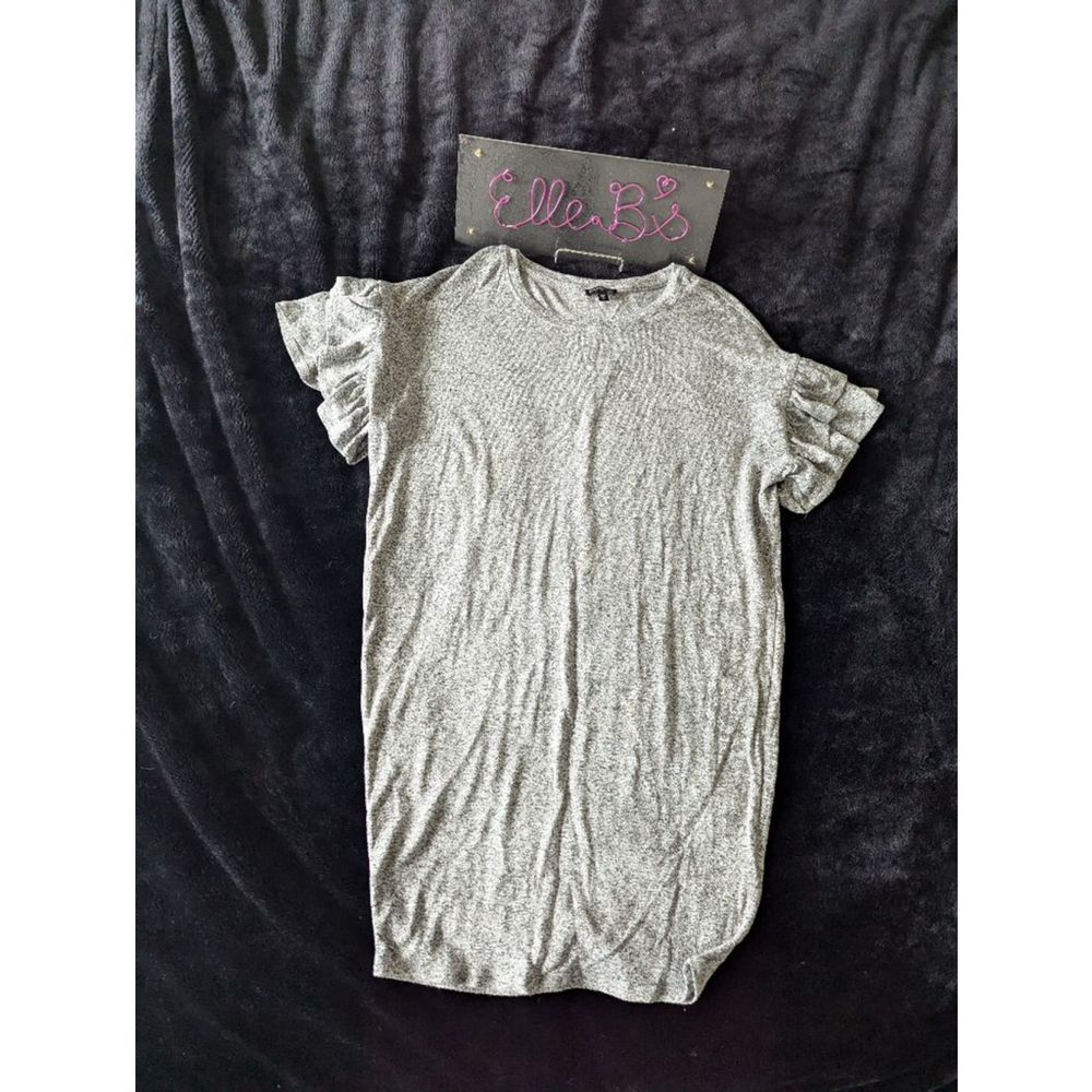 EUC Express Gray/Black Ruffle Sleeve Tee Dress XS